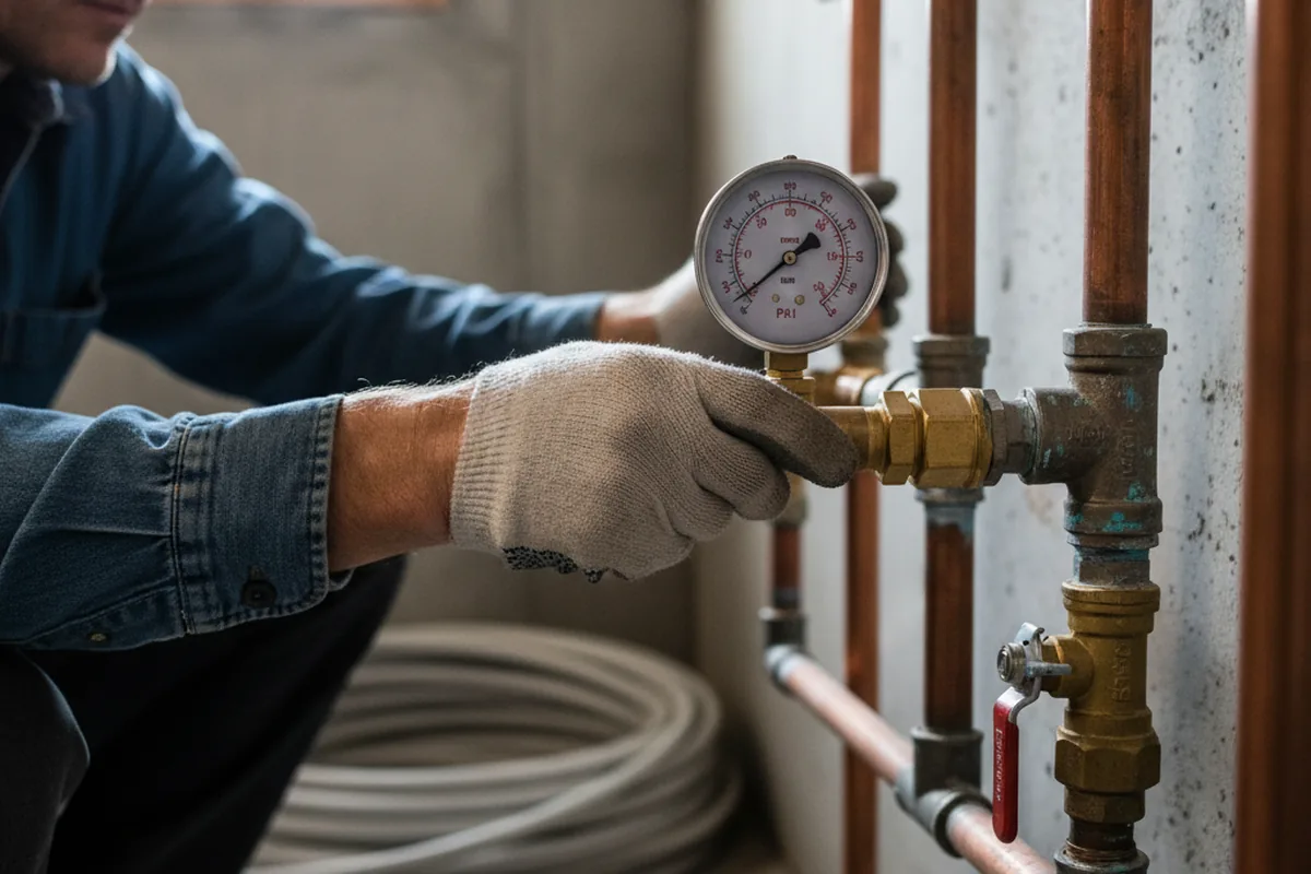 Pressure testing a repaired line during Water Line Repair in Wellesley
